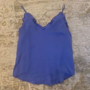Express silky blue tank top camisole ruffle